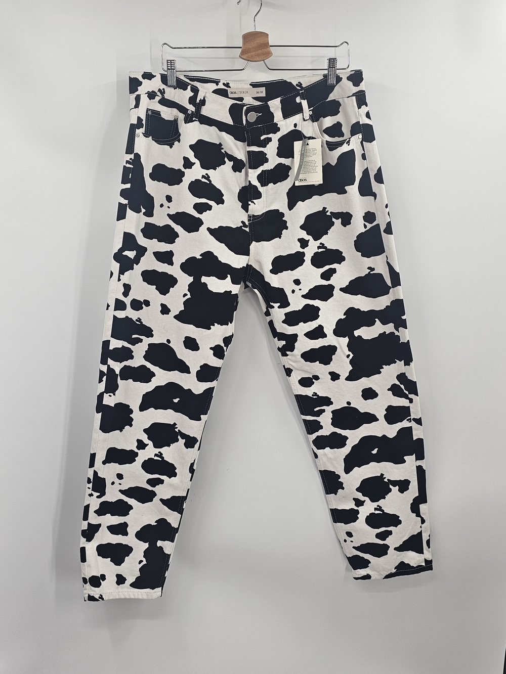 Cow-Print Jeans Black & White NWT Size 36/32